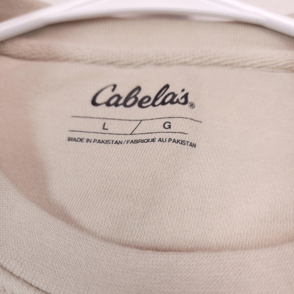 Cabelas Fleece Pullover Sweatshirt Mens Large Beige Crew Neck Outdoor - Picture 3 of 9